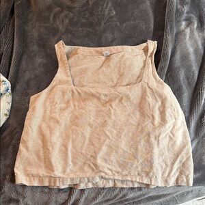 Old Navy Beige Square-Neck Linen-Blend Tank Top